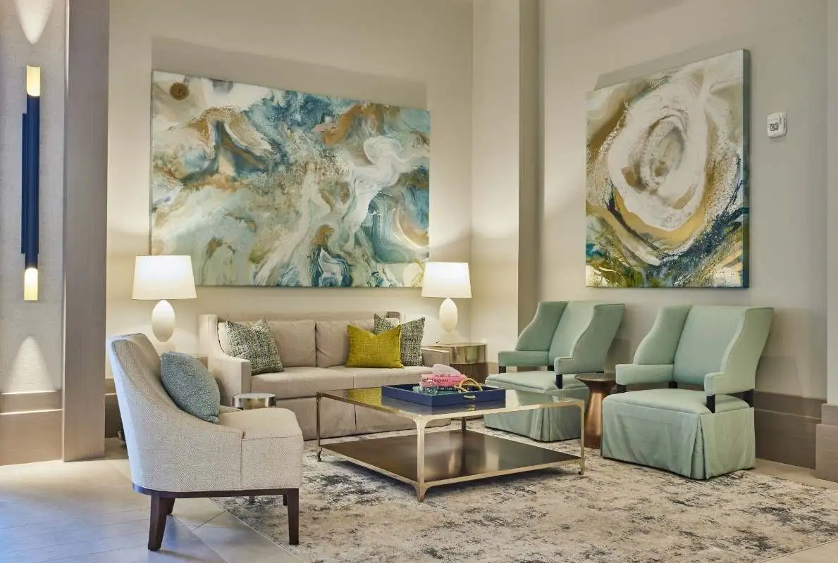 Completed Hotel Contessa guest suite showcasing the result of disciplined hospitality preliminary budgeting and coordinated FF&E procurement by Beyer Brown