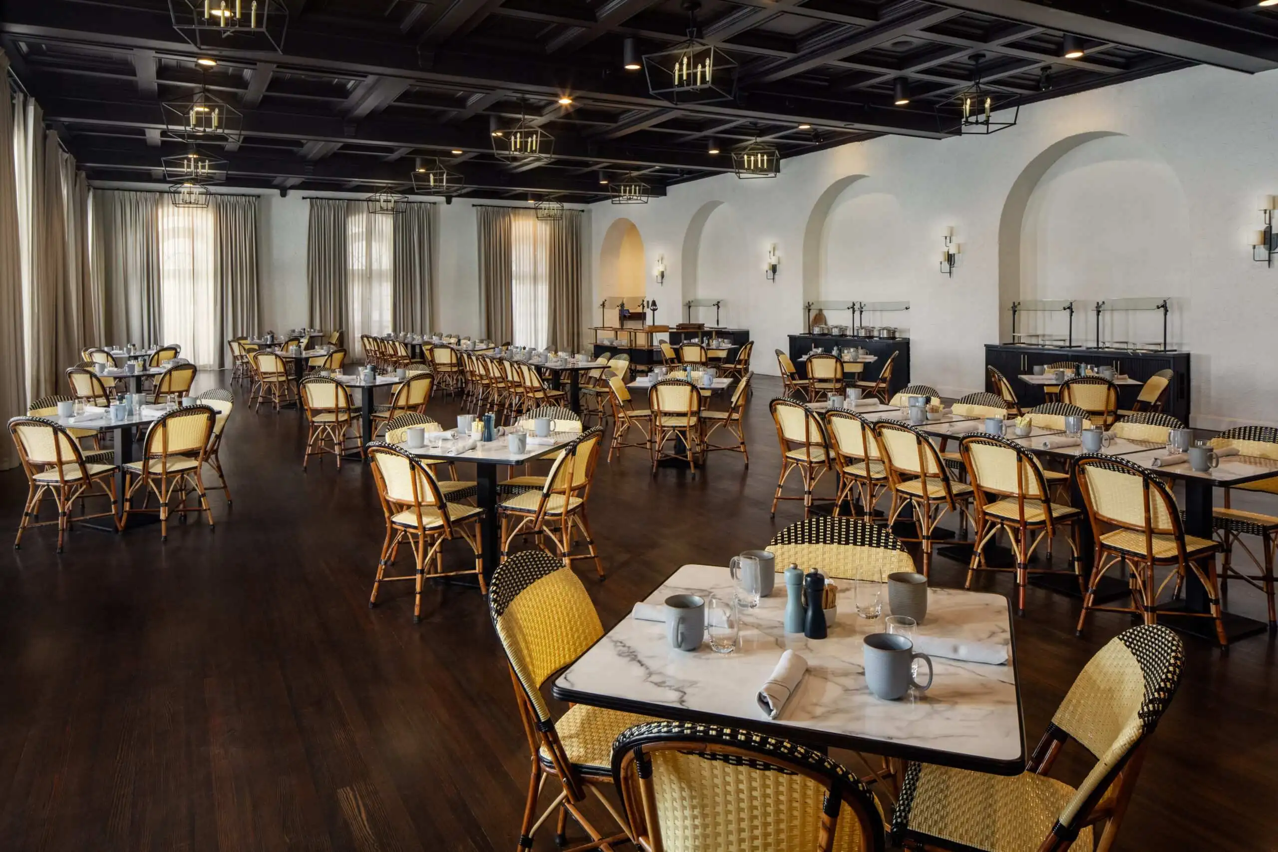 Completed Hotel Contessa guest suite showcasing the result of disciplined hospitality preliminary budgeting and coordinated FF&E procurement by Beyer Brown